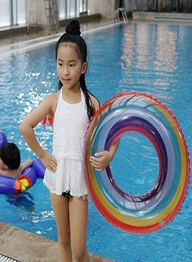 VENDICS Inflatable Pool Party Swimming Baby Boat Ring Swim Tube for Kids Swimming Leering Ring for Girls and Boys Swimming Tube Inflatable Swim Ring (3-5 Year) (Pack of 1) Rainbow air Tube - Image 4